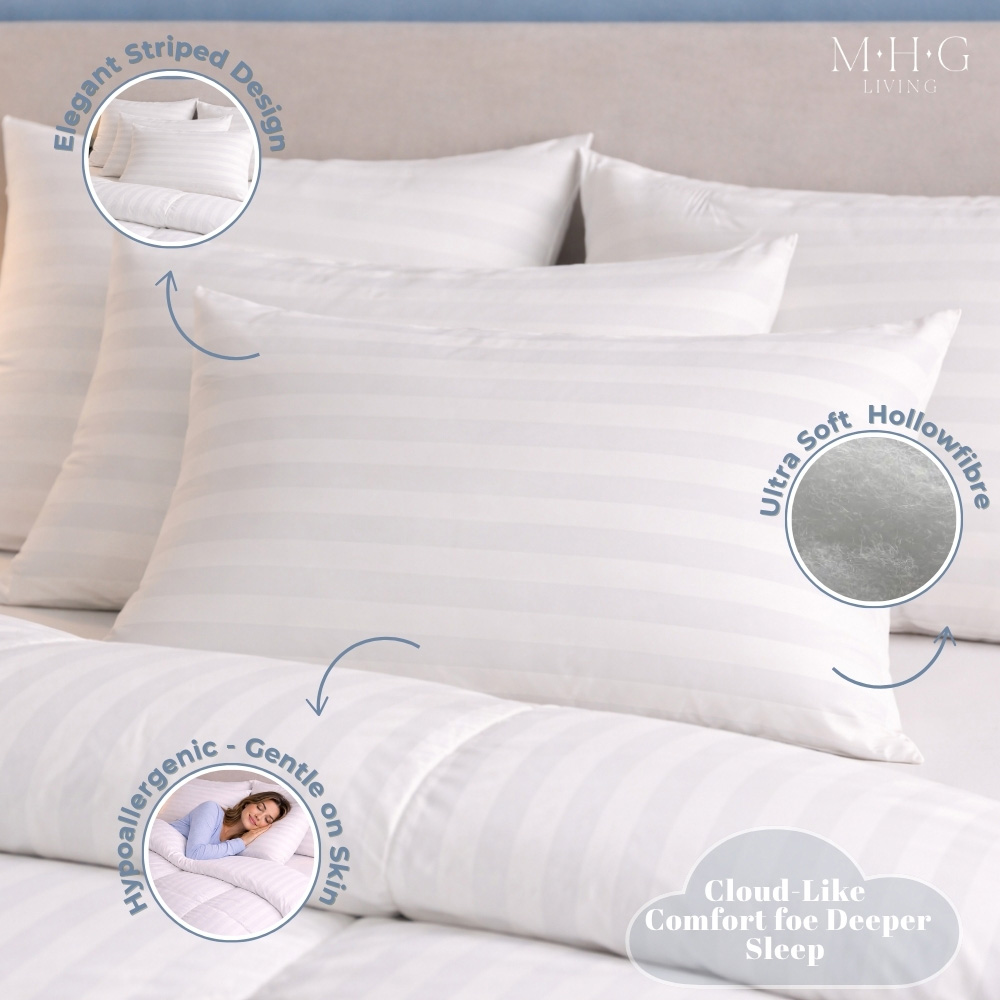 MHG Living King Size White Striped Extra Warm Winter Hollowfibre Duvet Set 16.5 Tog Image 4