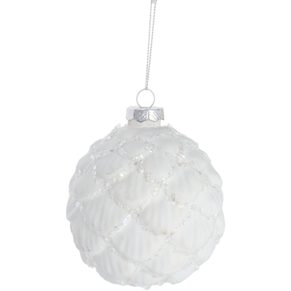 Matte White Ridged Bauble Image 4