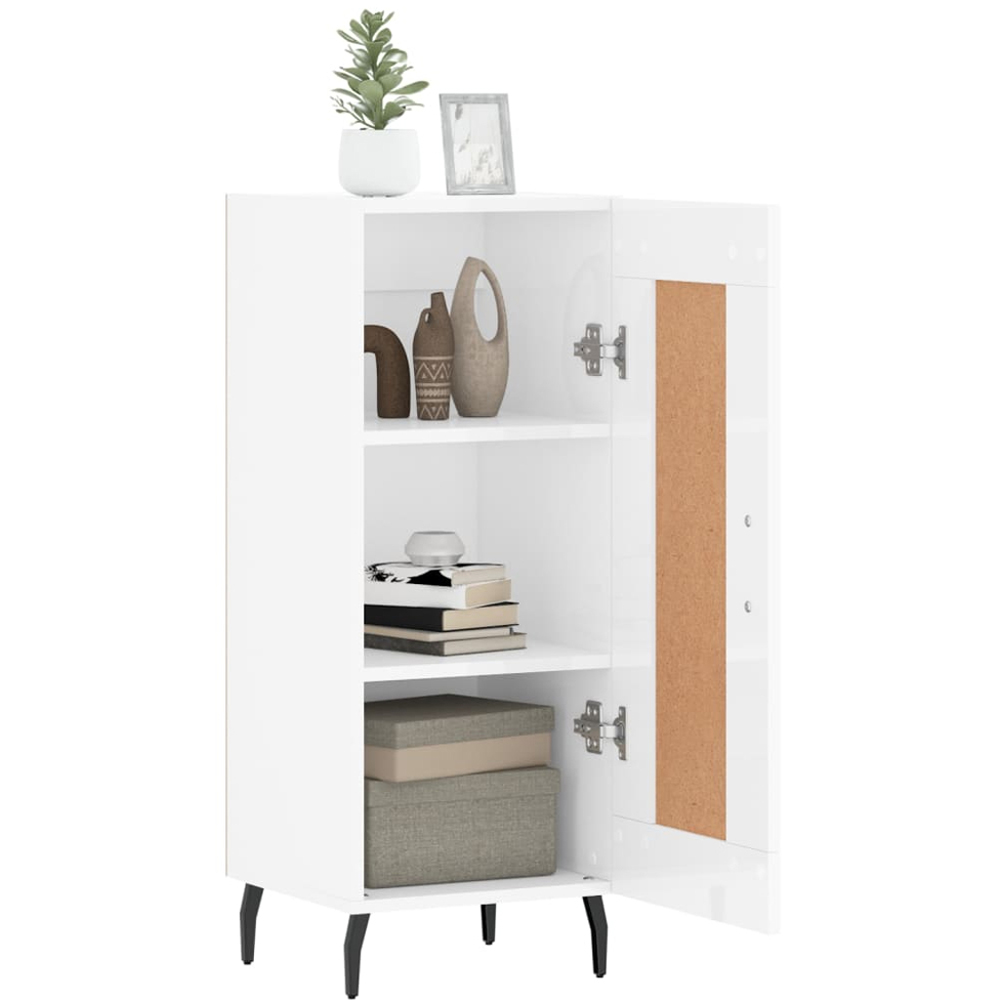 vidaXL Single Door High Gloss White Sideboard Image 4