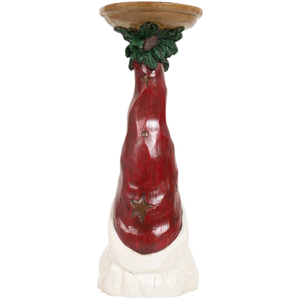 Wood Effect Santa Candle Holder - White and Red Image 3