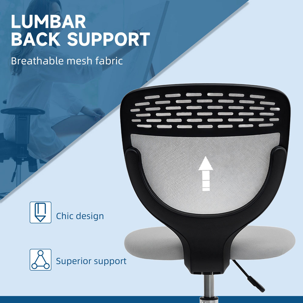 Portland Light Grey Draughtsman Office Chair with Wheels Image 8