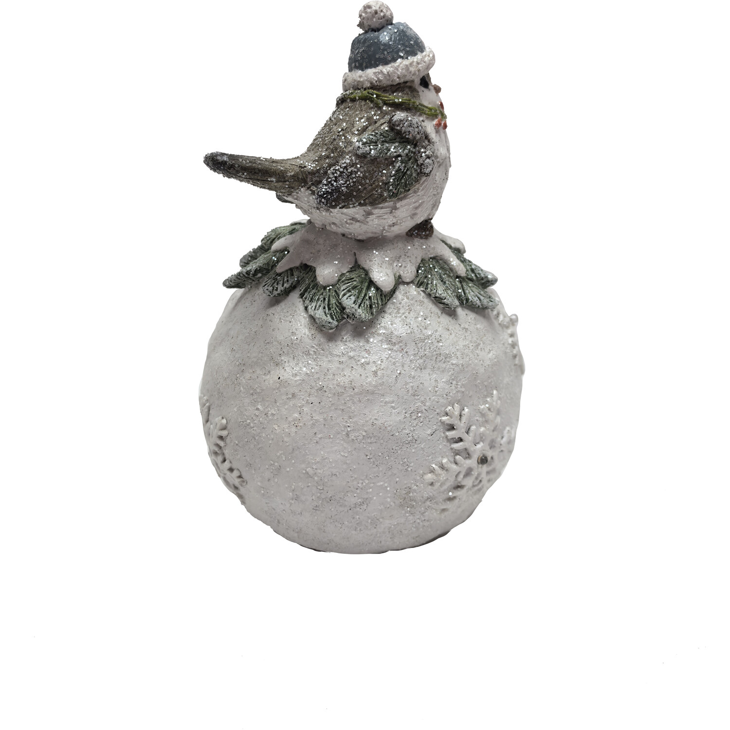 Winter Birds Sat on LED Bauble White Image 2