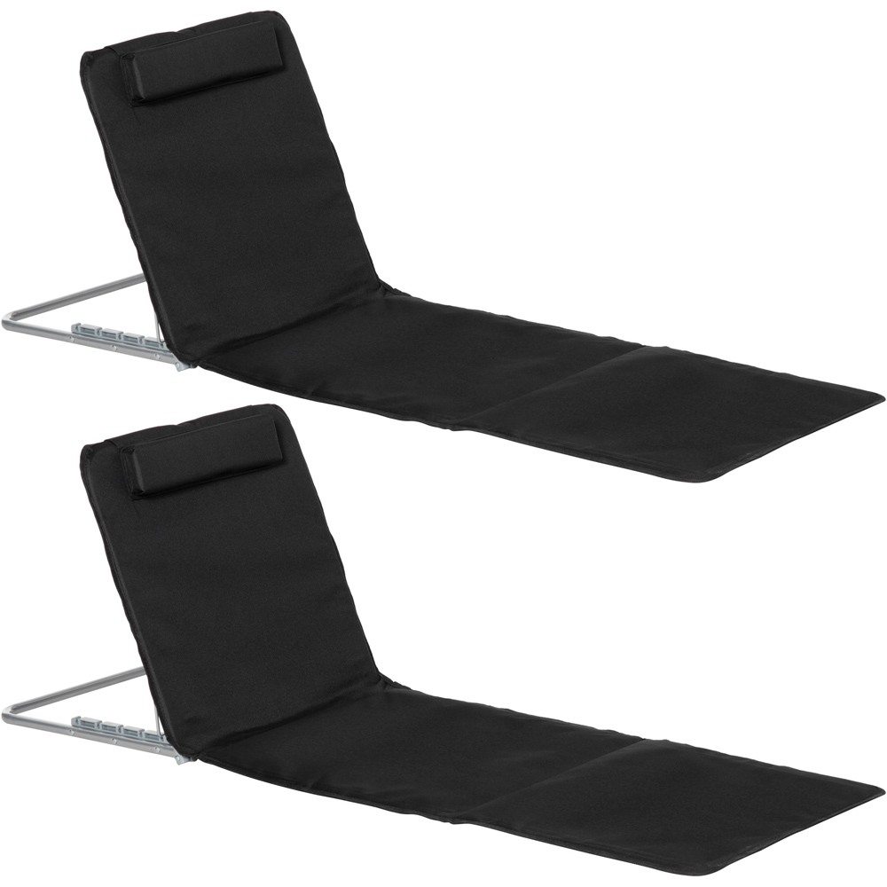 Outsunny Set of 2 Black Adjustable Folding Sun Lounger Image 2