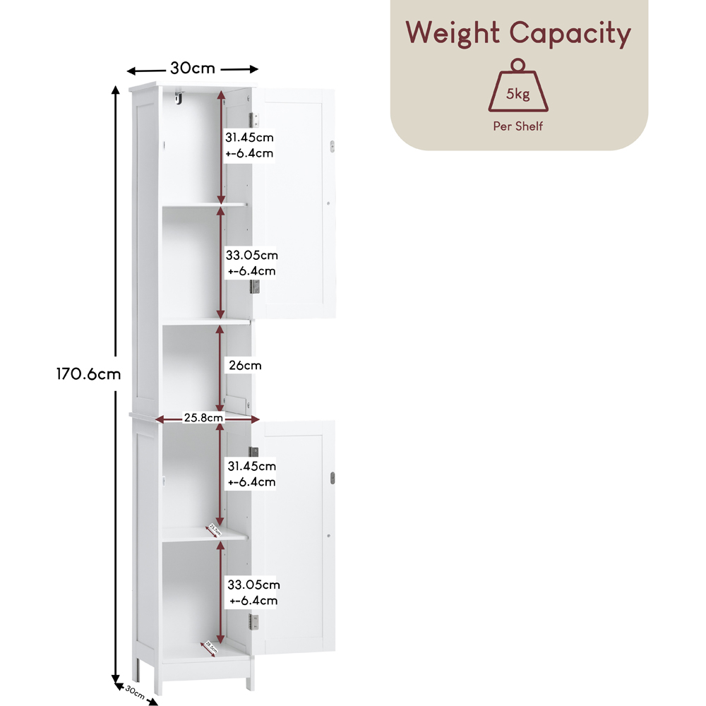 BATH VIDA Liano 2 Door White Tall Floor Cabinet Image 8