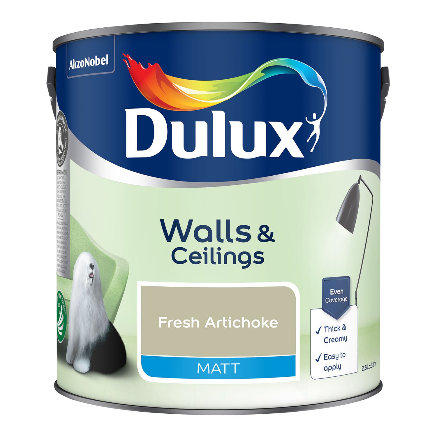 Dulux Matt Emulsion Paint - Fresh Artichoke / 2.5l Image