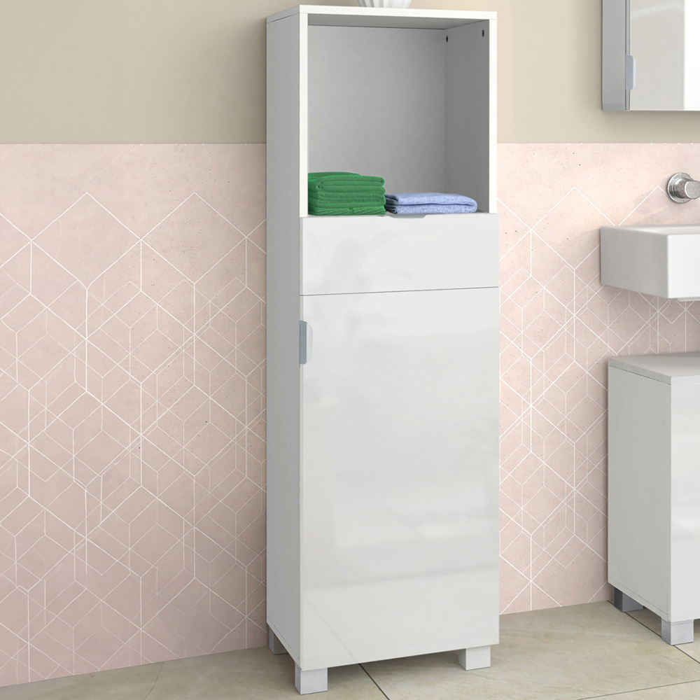 Loft24 Altas Single Door Single Drawer White Midi Cabinet Image 8