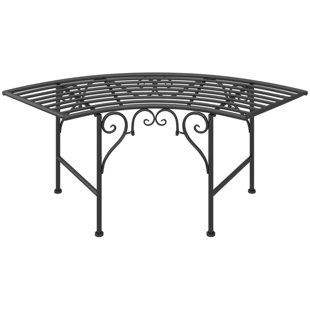 vidaXL Black Steel Arch Shaped Tree Bench Image 5