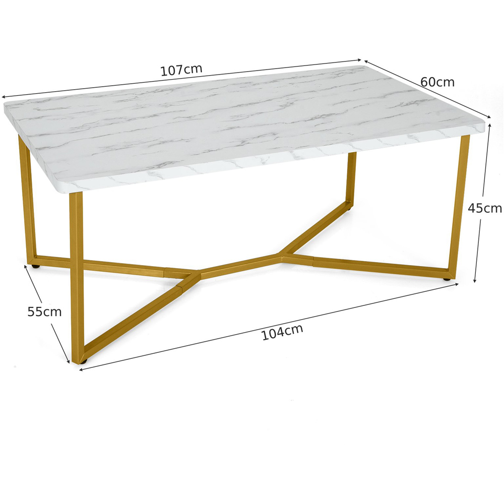 Costway Faux Marble Modern Coffee Table with Golden Y Shaped Legs Image 9