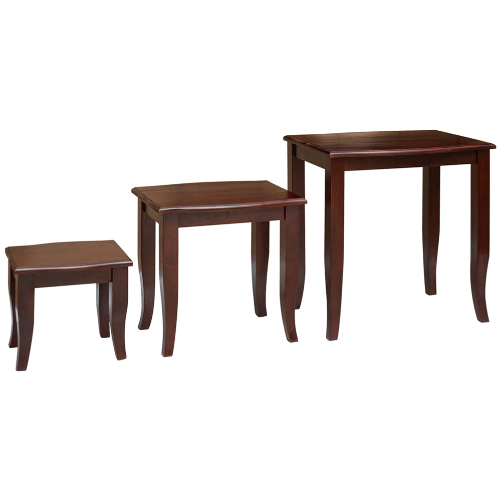 vidaXL Brown Solid Mahogany Wood Nest of Tables Set of 3 Image 3