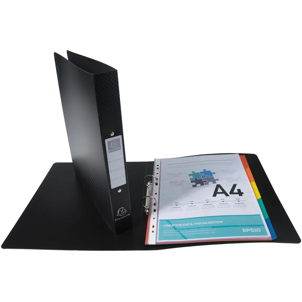 Exacompta Opak A4 Black PP 2R Ring Binder 10 Pack Image 3