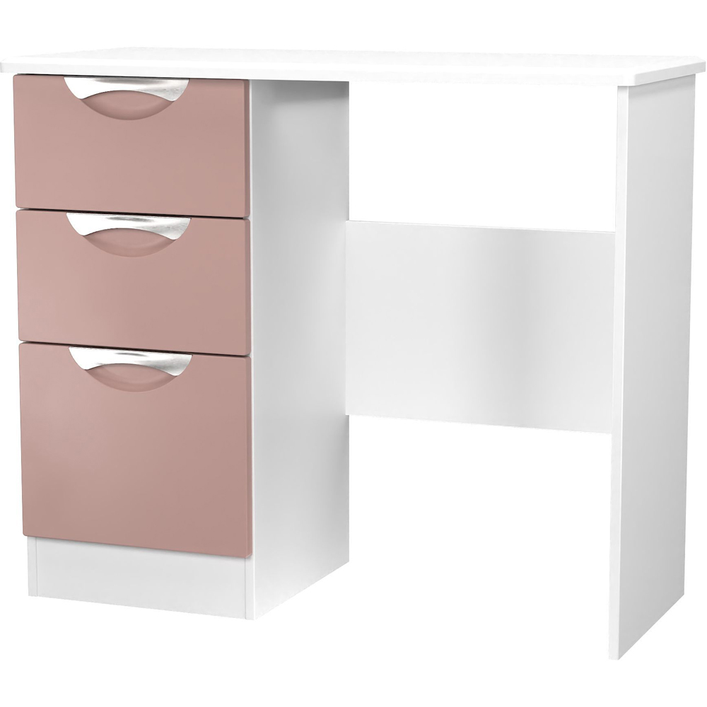Crowndale Camden 3 Drawer Kobe Pink and White Vanity Dressing Table Ready Assembled Image 3