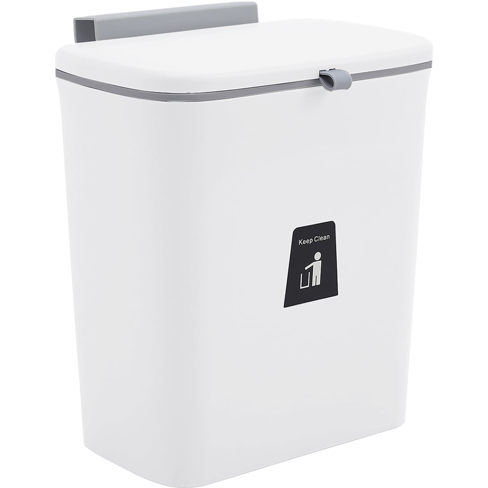 Living and Home White Wall Mounted Trash Can 9L Image 1