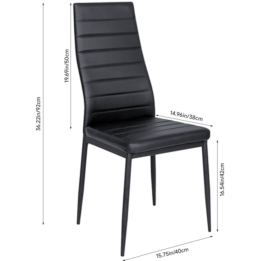 Living and Home Set of 4 Black PU Leather Quilted Backrests Dining Chair Image 7