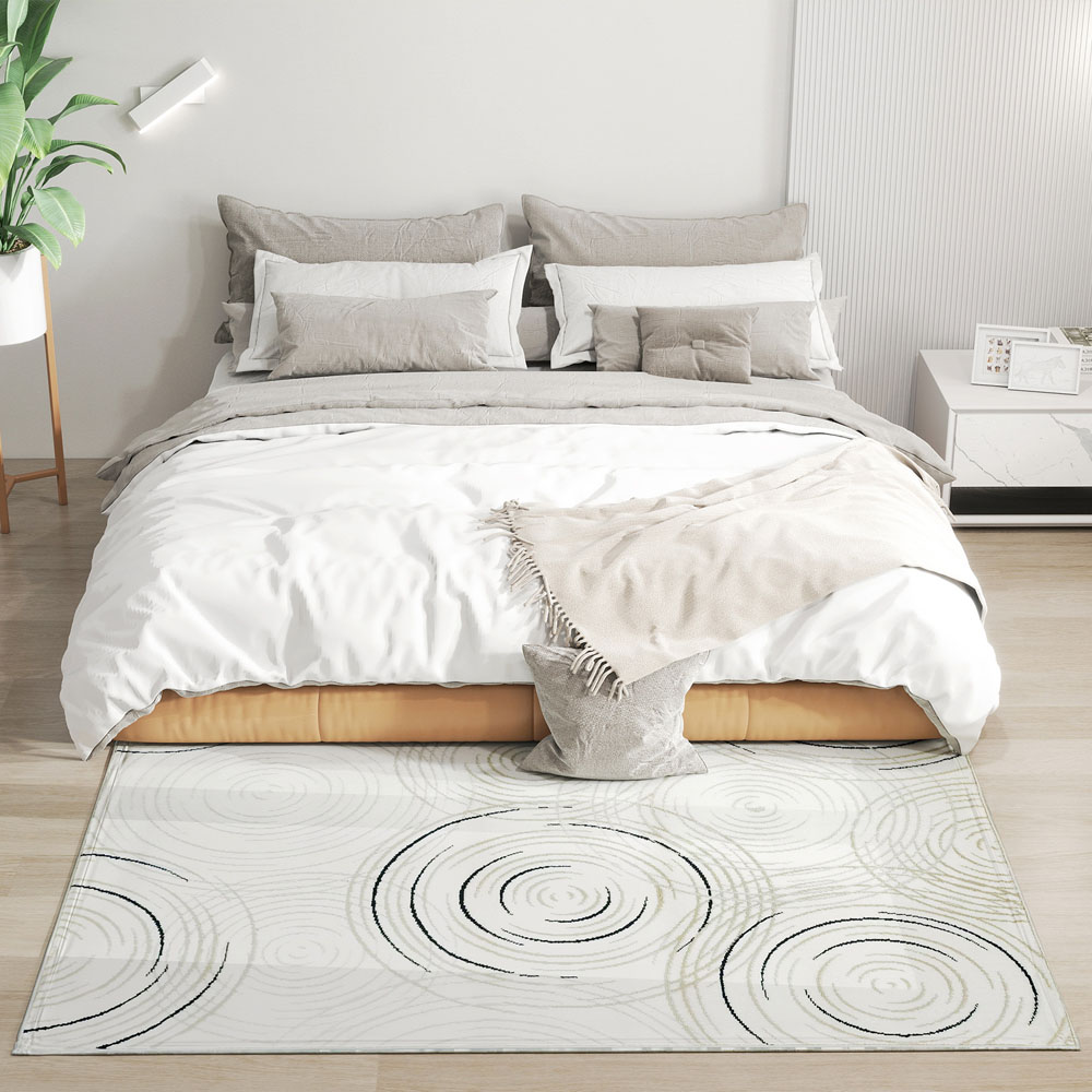 HOMCOM Cream Swirl Pattern Allergy Friendly Rug 170 x 120cm Image 2