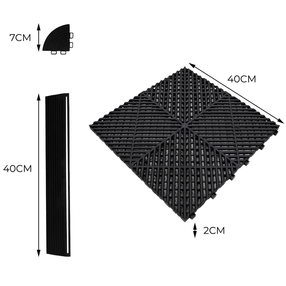 Monstershop 60 Black and 60 Grey Vented Garage Floor Tiles with Edges Image 5