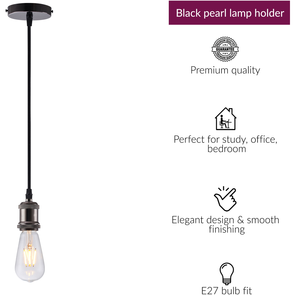 Innoteck Pearl Black Vintage Ceiling Pendant E27 Lamp Holder 60W Image 2