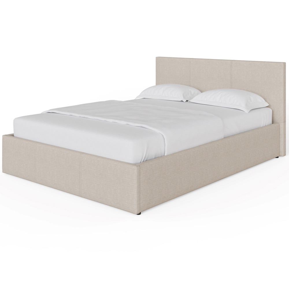 GFW Double Natural Hopsack Fabric End Lift Ottoman Bed with Memory Pocket Spring Mattress Image 3