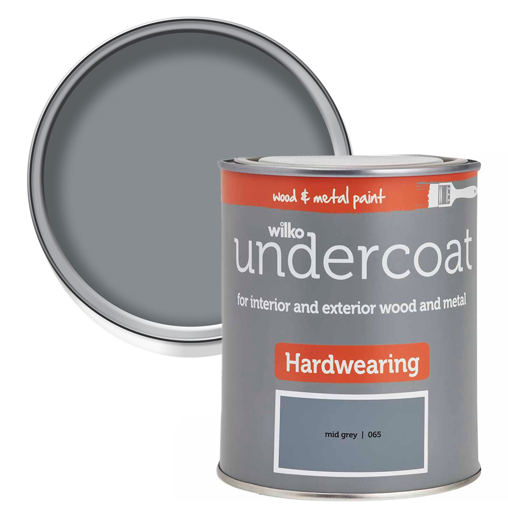 Wilko Undercoat Mid Grey Paint 750ml Protect your wooden window frames and doors from peeling and flaking with our Undercoat Mid Grey Paint 750ml. This undercoat improves the adhesion and denseness of your gloss or satin paint top coats, making it the perfect base. It dries in 16 to 24 hours and is suitable for interior and exterior wood. This paint has high VOC content, meaning it has 25-50% of the volatile organic compound. The paint tin made from metal is recyclable. Wilko Undercoat Mid Grey Paint 750ml