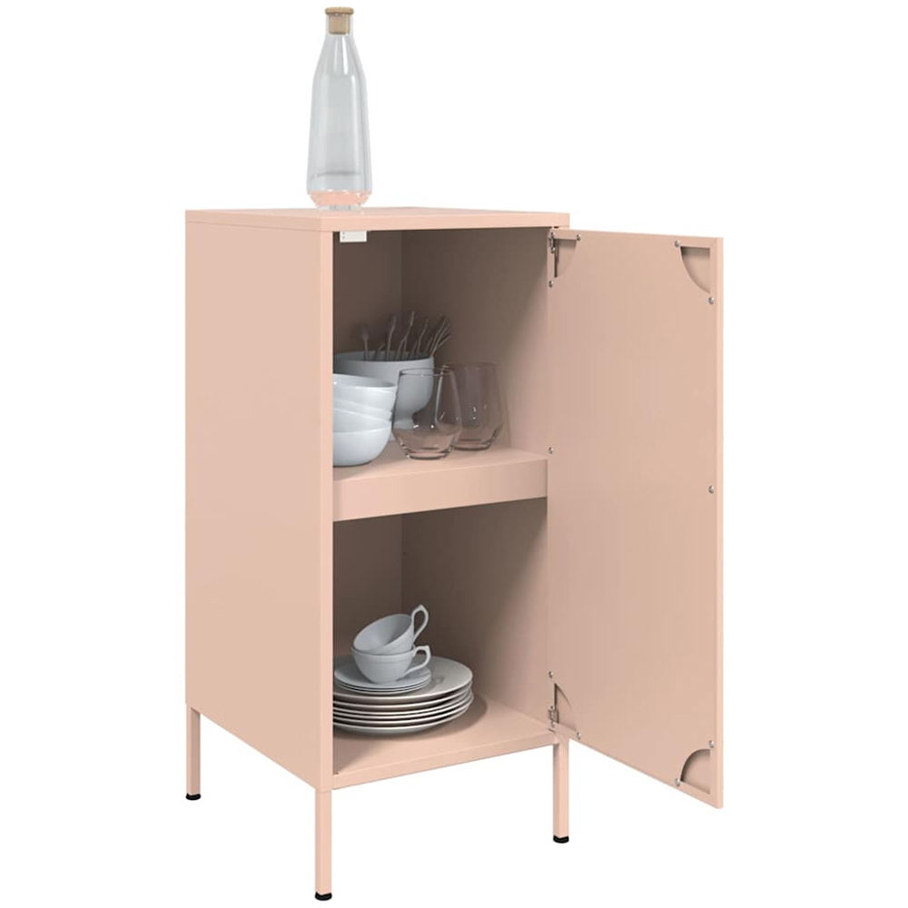 vidaXL Single Door Pink Metal Sideboard Set of 2 Image 5