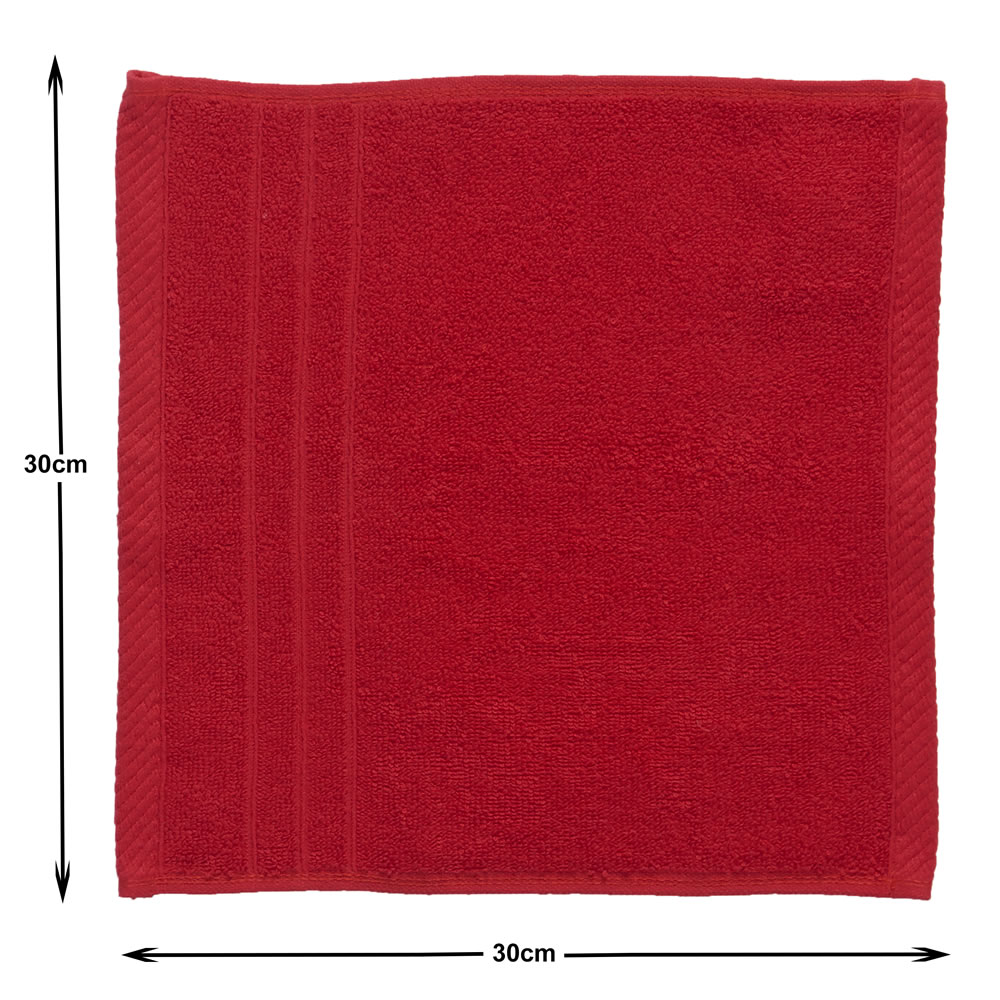 Wilko Chilli Red Face Cloths 2 pack Image 3