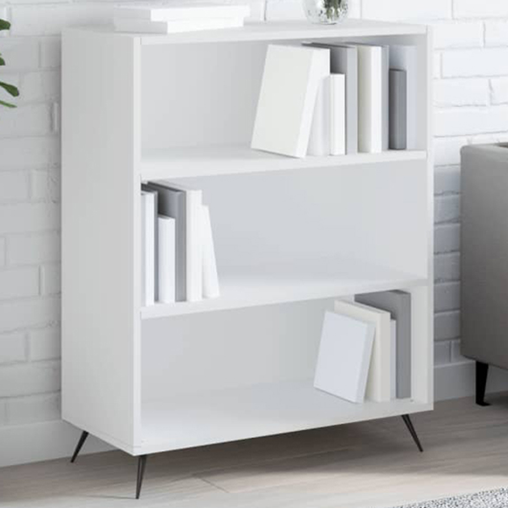 vidaXL 3 Shelf White Small Bookcase Image 1