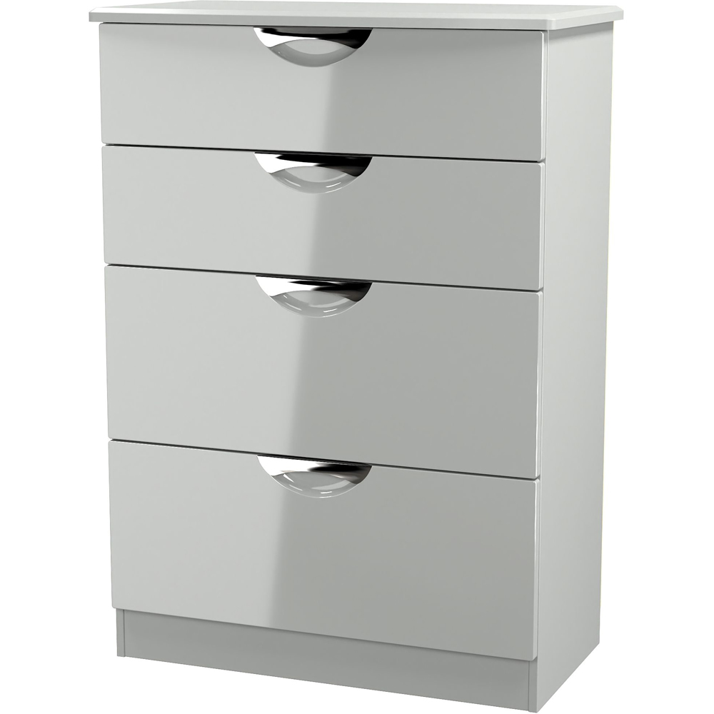 Crowndale Camden 4 Drawer Grey Gloss and Dusk Grey Deep Chest of Drawers Ready Assembled Image 4