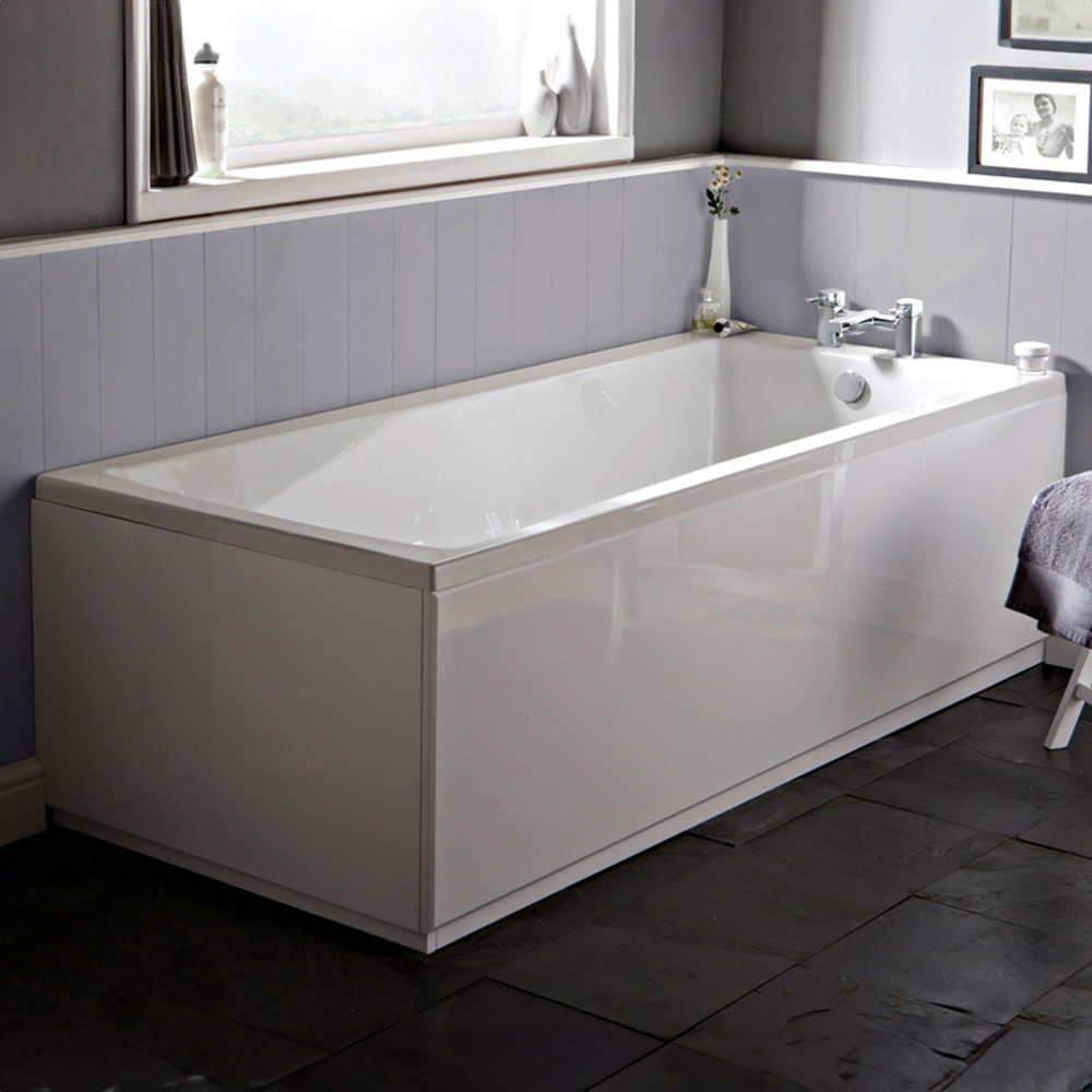 nuie Linton White Eternalite Square Single Ended Bath 1800mm x 800mm Image 2