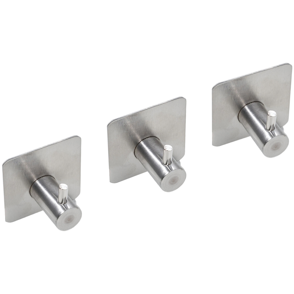 Living and Home 5-Piece Silver Wall-Mounted Stainless Steel Bathroom Hardware Set with 3 Hooks Image 4
