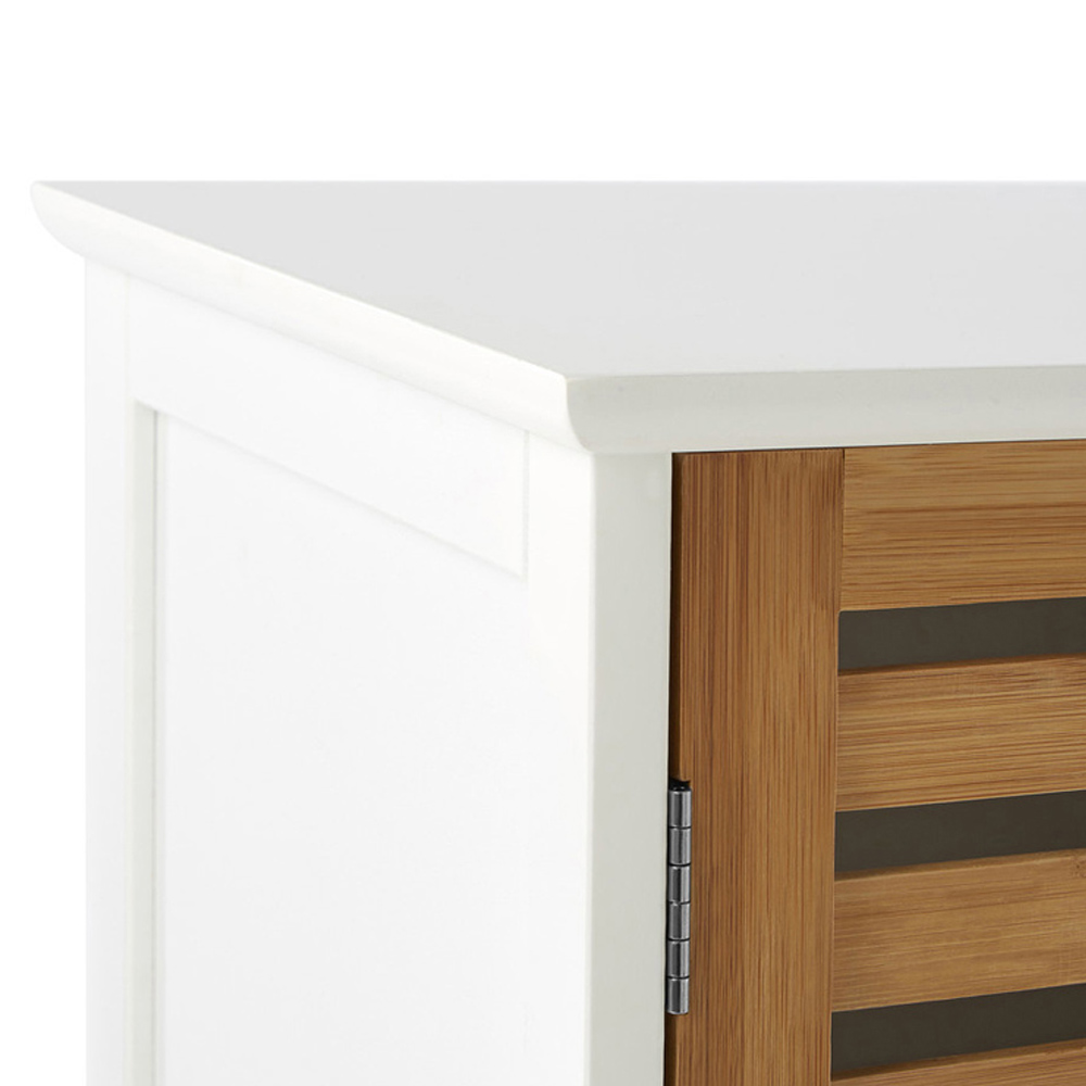 Premier Housewares Single Door White and Bamboo Small Floor Cabinet Image 6