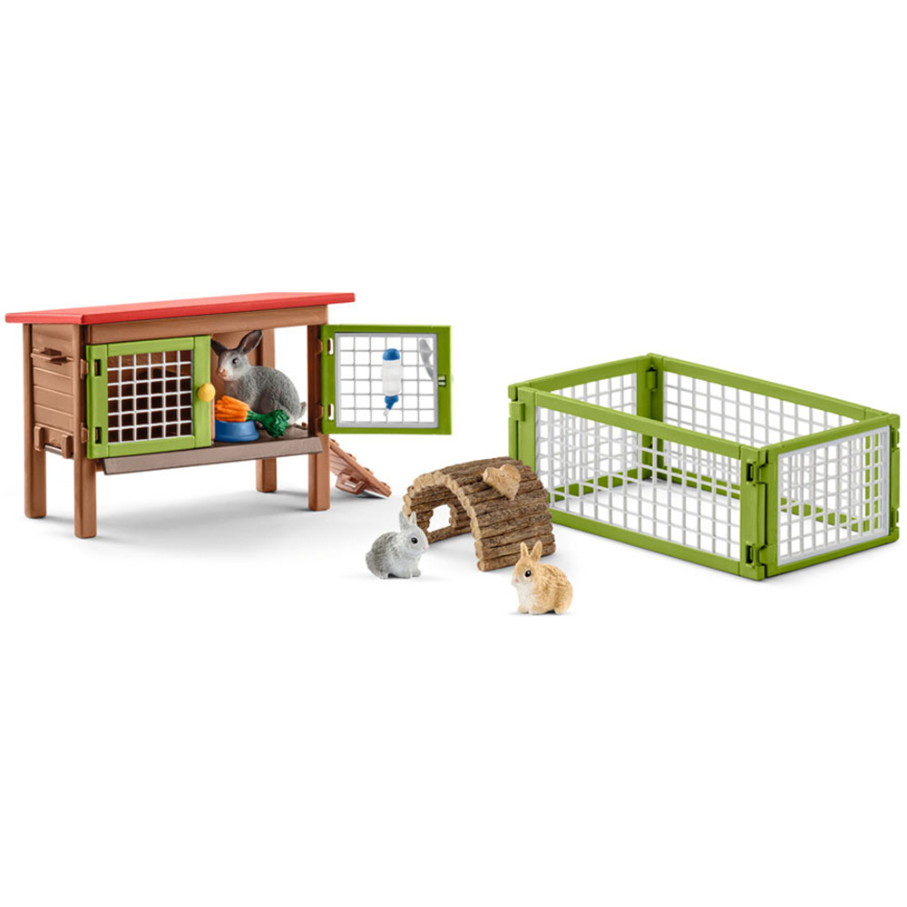 Schleich Farm World Rabbit Hutch Toy Playset Image 1