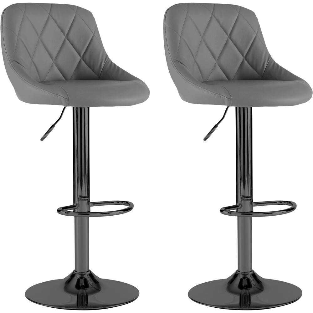 Neo Dark Grey and Black Leather Bar Stool Set of 2 Image 2