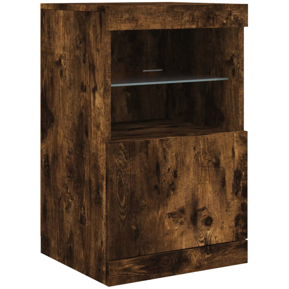 vidaXL Single Door 2 Shelf Smoked Oak Sideboard Image 3