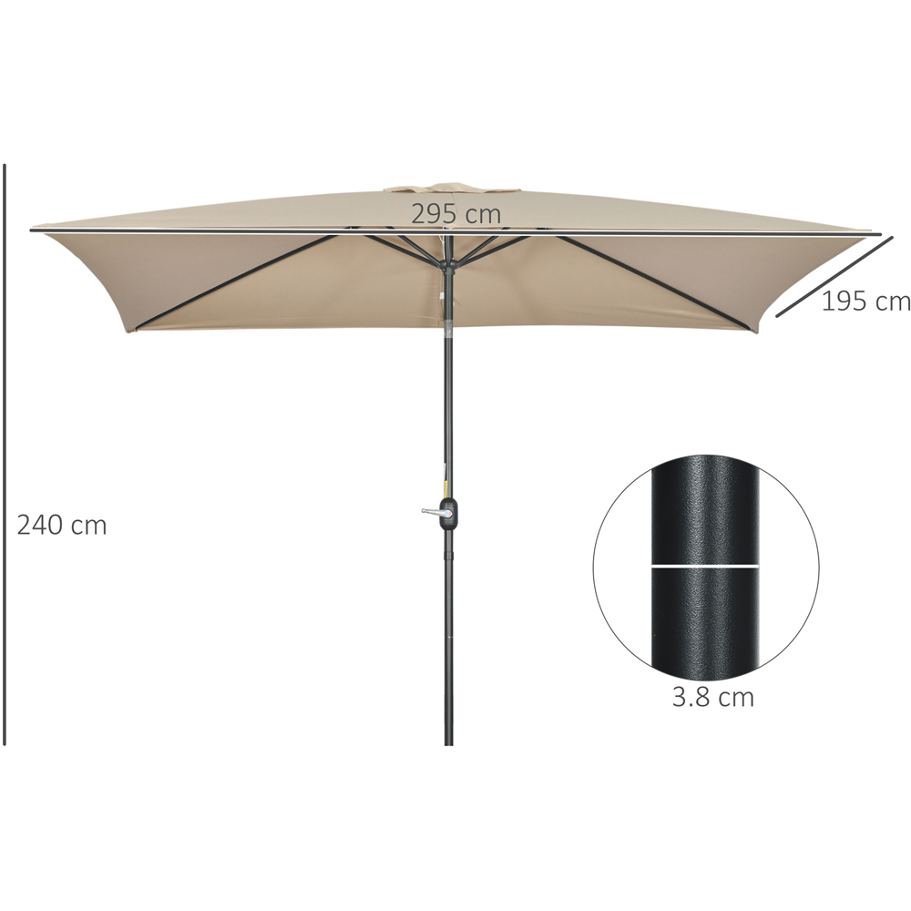 Outsunny Khaki Crank and Tilt Parasol 3 x 2m Image 7