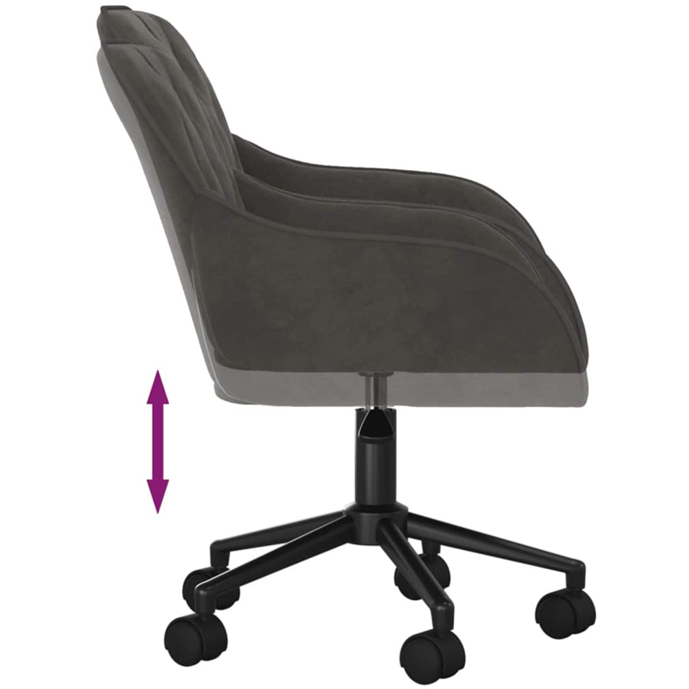 vidaXL Set of 2 Dark Grey Velvet Height-Adjustable Swivel Dining Chair with Wheels Image 7