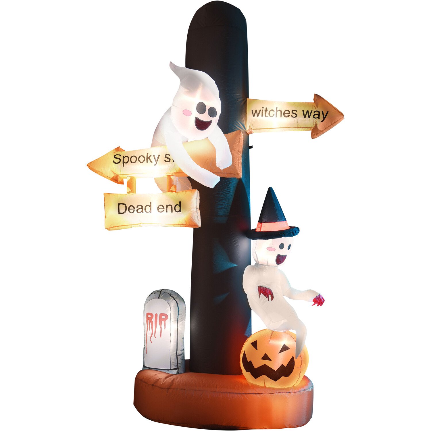 8ft Inflatable Post Sign Halloween Decoration - Black Image 1