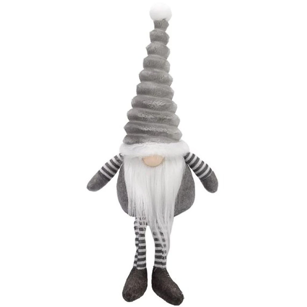 Samuel Alexander Grey Plush Sitting Gonk with Stripey Dangly Legs Christmas Decoration 33cm Image 1