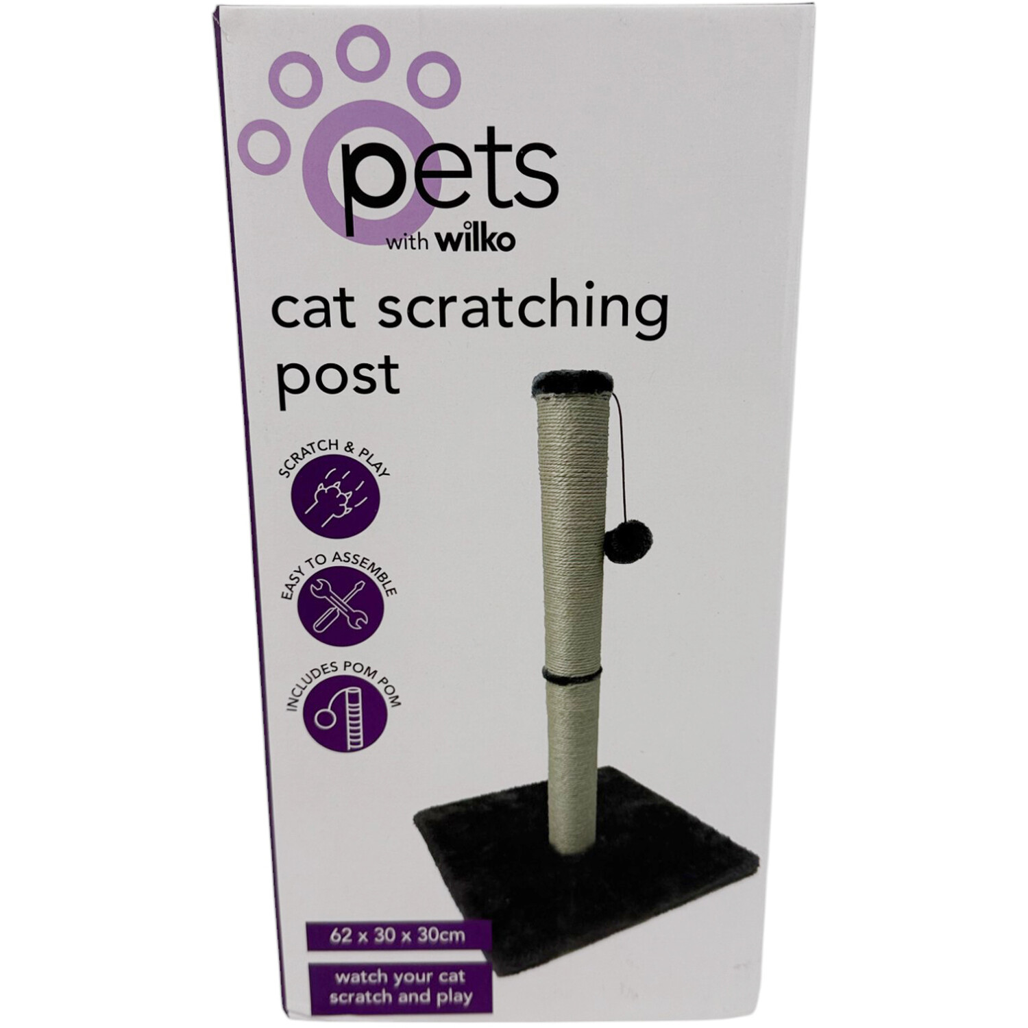 Cat Scratching Post White and Grey Image 1