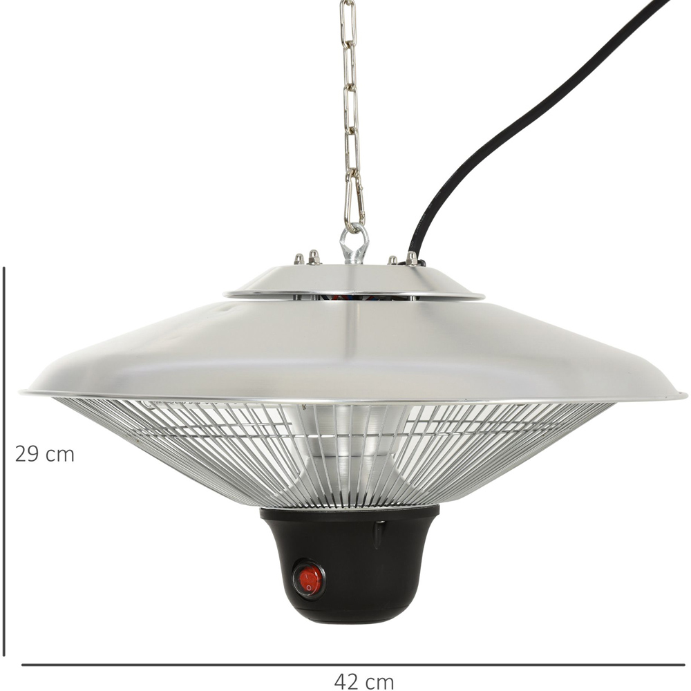 Outsunny Silver Ceiling Mounted Halogen Electric Heater with Remote 1500W Image 7