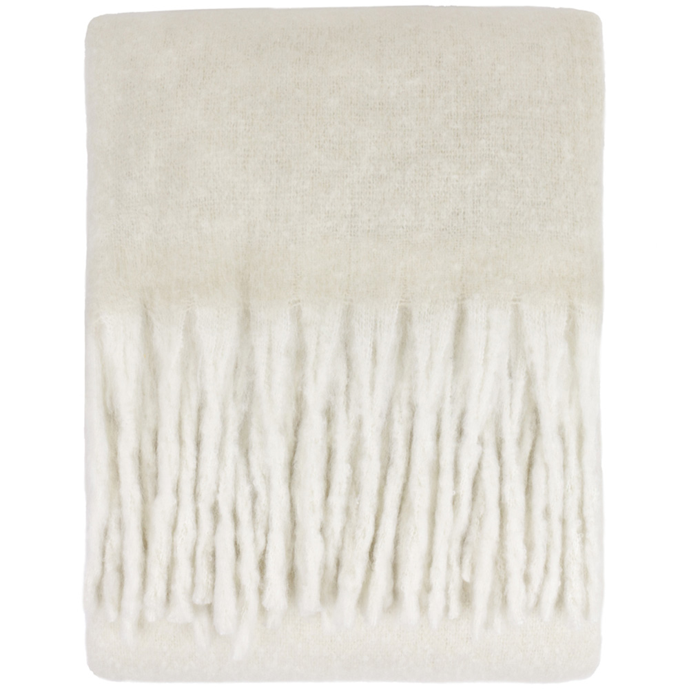 Furn Ecru Cosy Woven Tasselled Throw 140 x 180cm Image 1