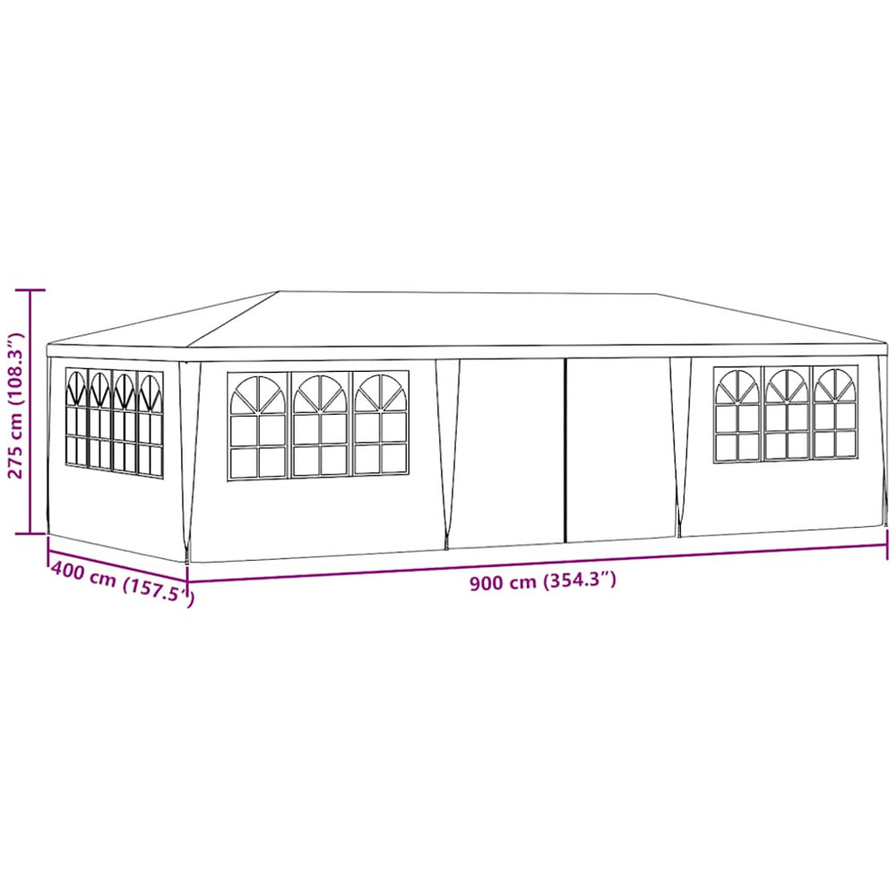 vidaXL 4 x 9m Blue Party Tent with Sidewalls Image 8