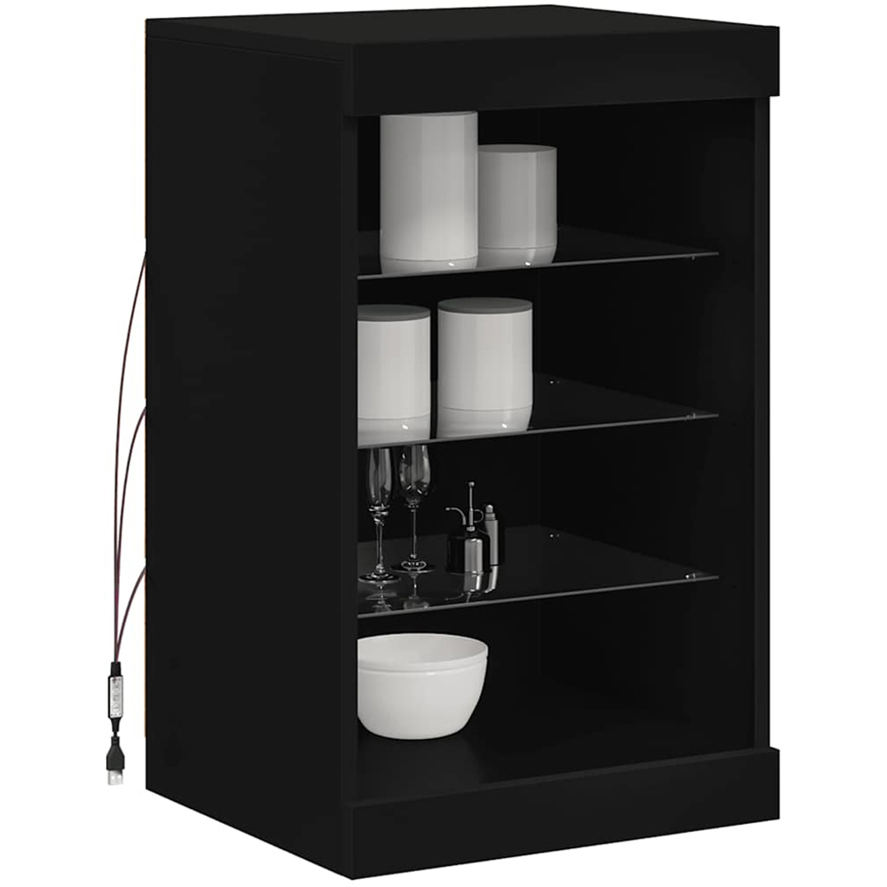 vidaXL Single Glass Door 4 Shelf Black Wooden Sideboard Image 4