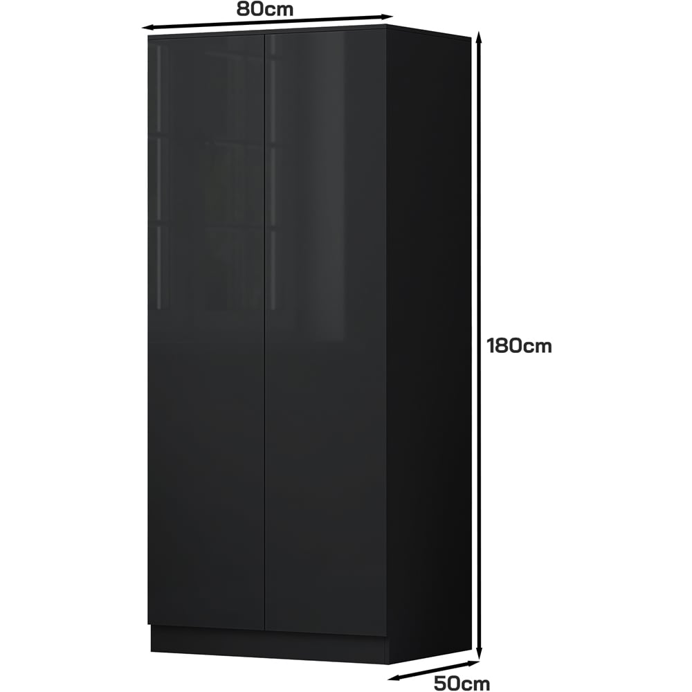 FWStyle Stora 2 Door Black Gloss Wardrobe Image 5