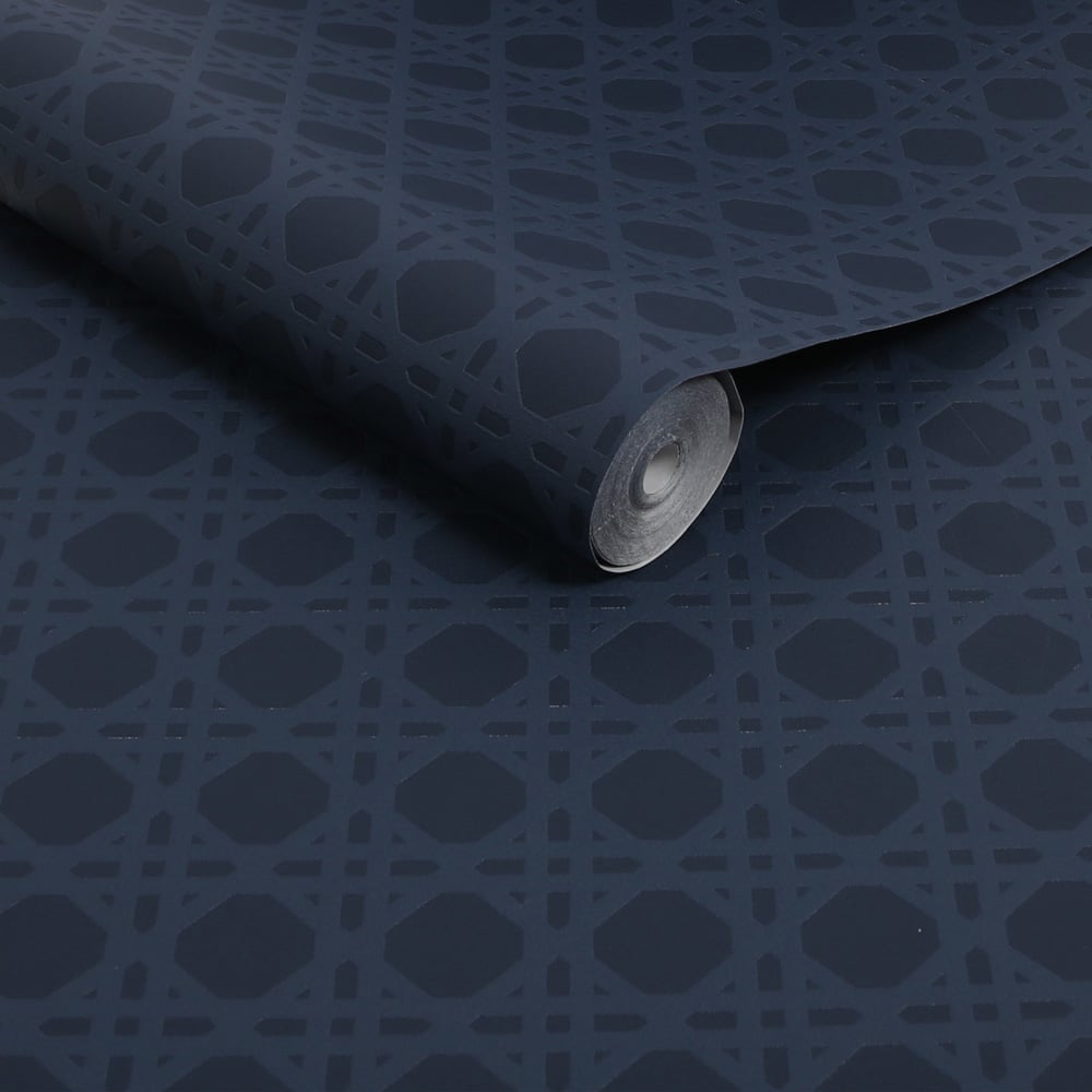 Superfresco Easy Rattan Geo Navy Wallpaper Image 2