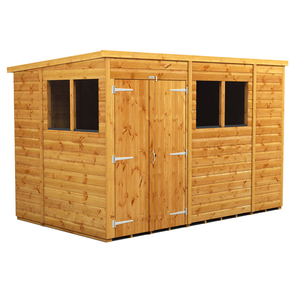 Power Sheds 10 x 6ft Double Door Pent Wooden Shed Image 1