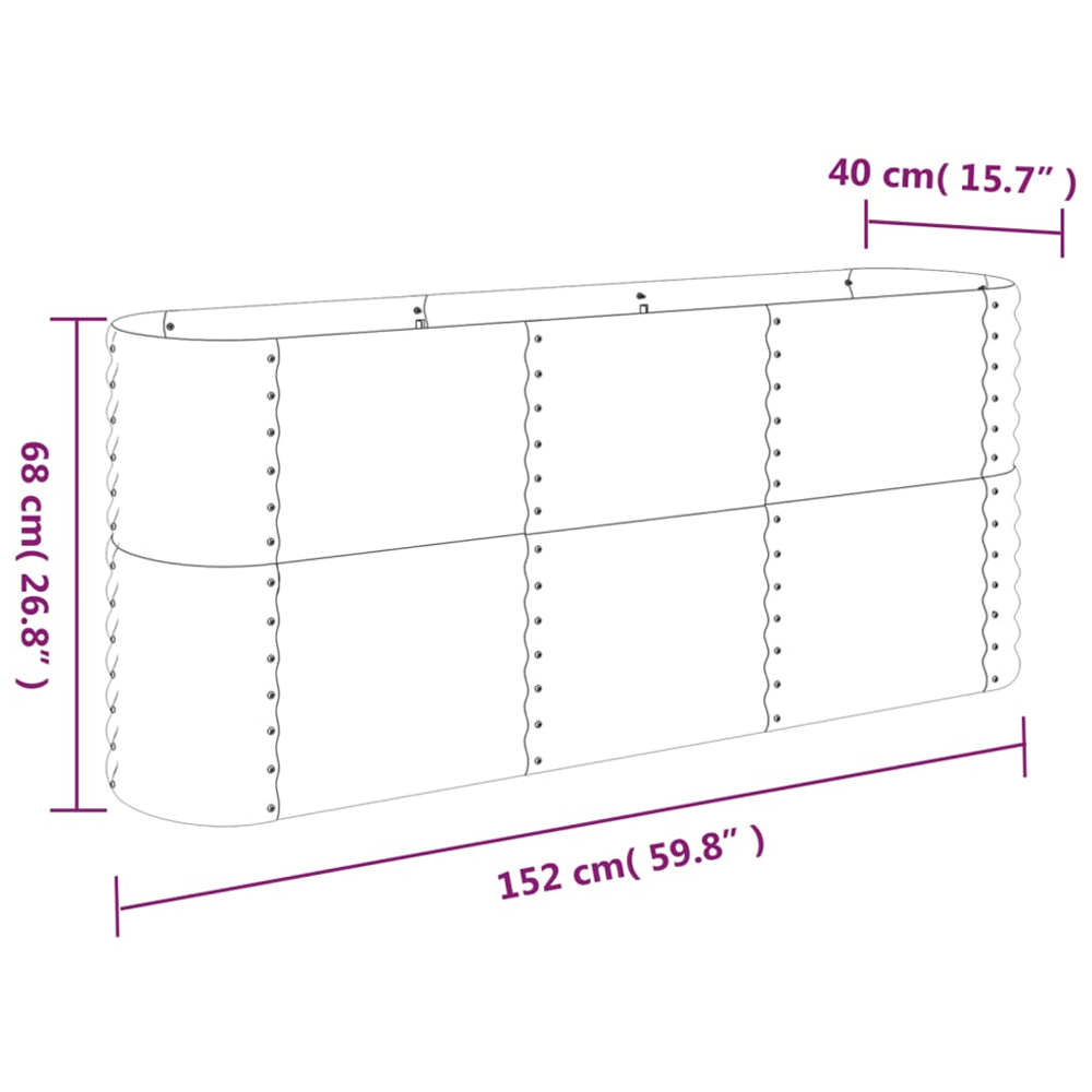 vidaXL Grey Galvanised Steel Raised Garden Bed 68 x 40 x 152cm Image 5