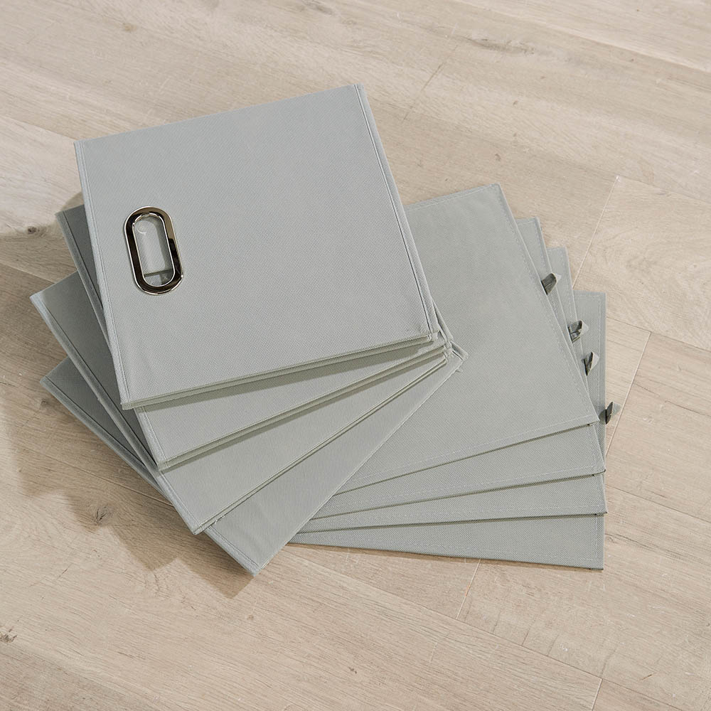 Home Source Grey and Yellow Fabric Large Storage Box 4 Pack Image 5