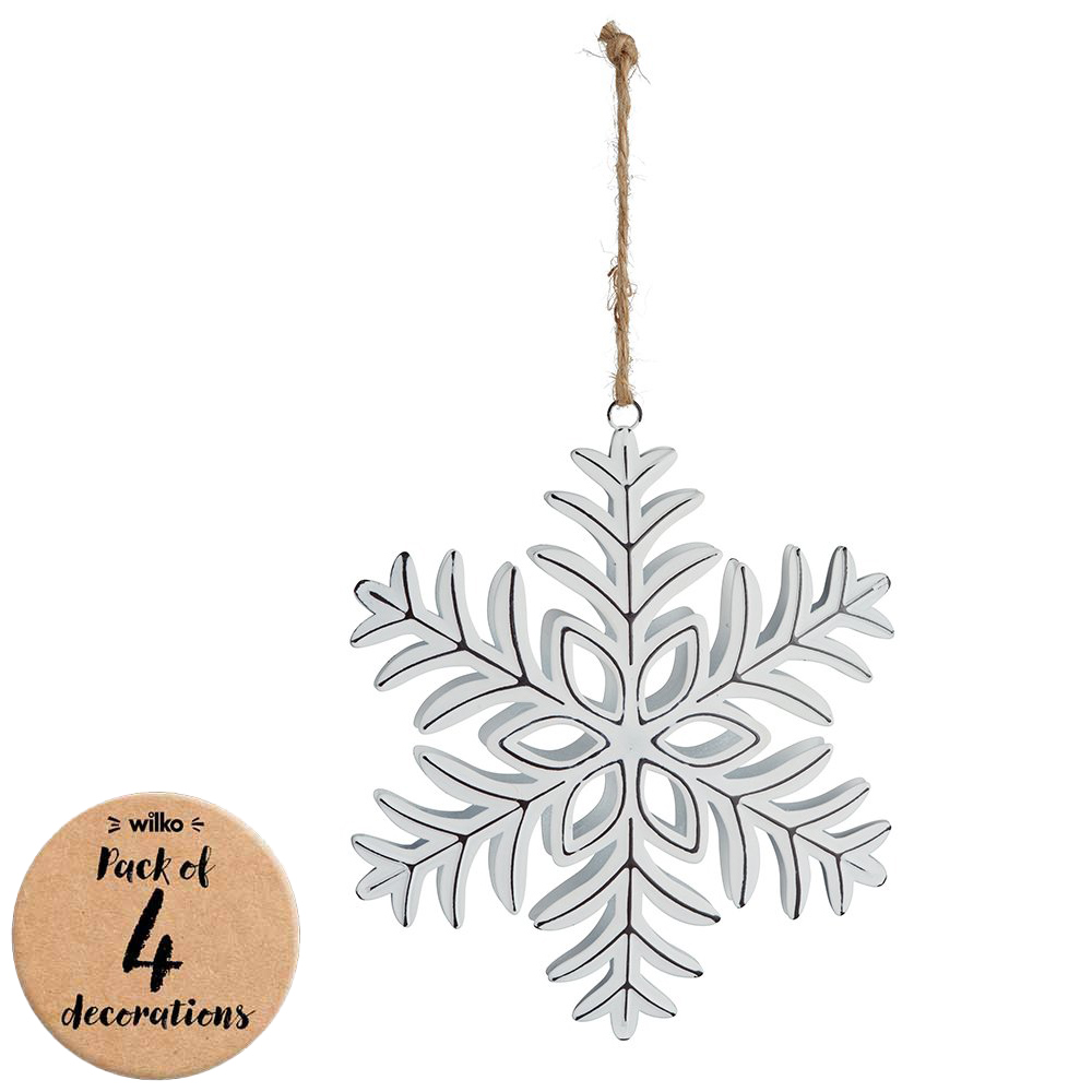 Wilko 6 Pack Frost Metal Snowflake Christmas Decoration Image 1
