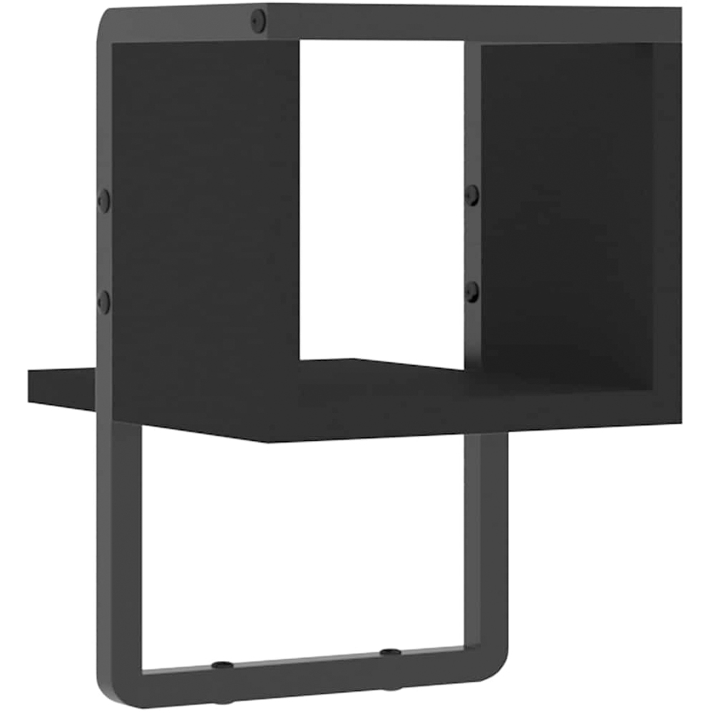 vidaXL 20cm Black Floating Wall Shelf with Bar Image 5