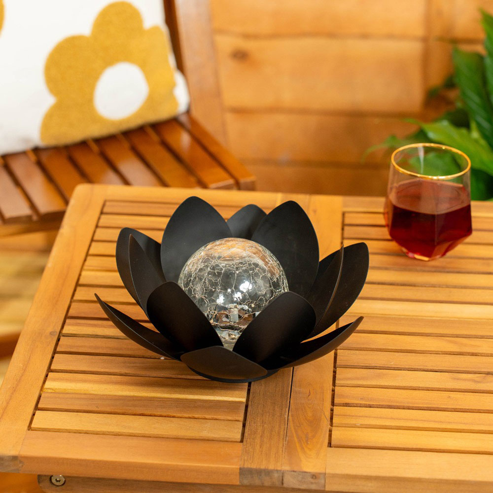 ValueLights Waterlily Black Lotus Flower Solar Powered Outdoor Decoration Garden Light Image 3