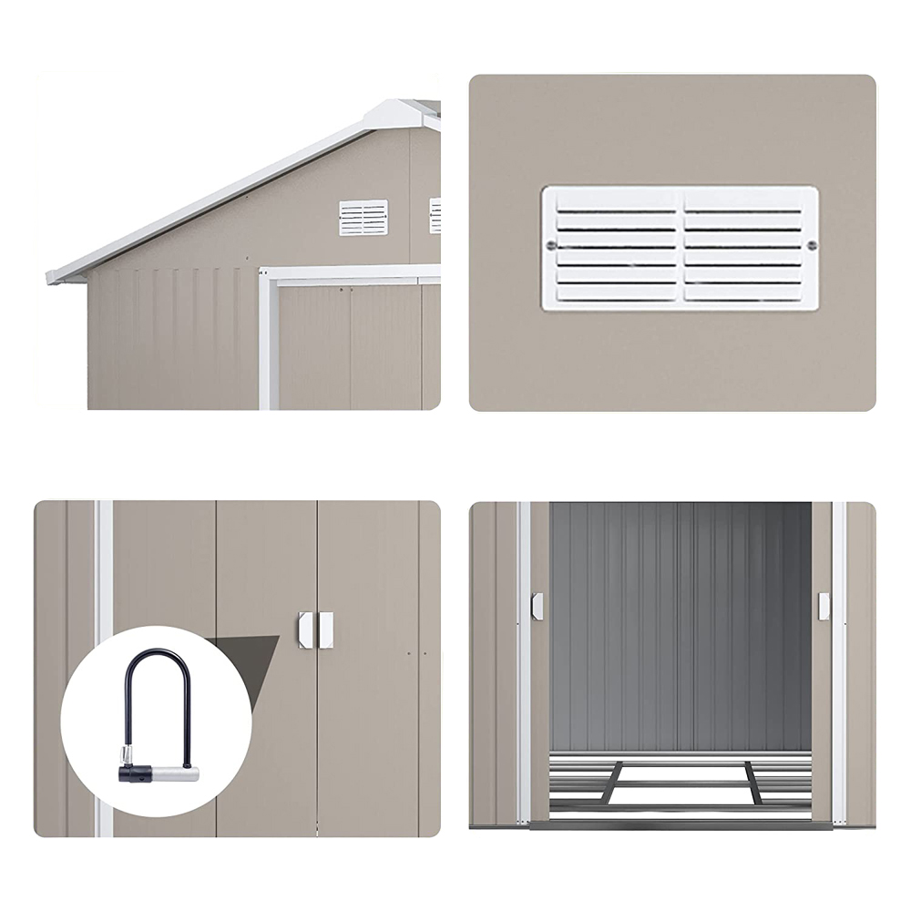 Outsunny 13 x 11ft Double Sliding Door Garden Storage Shed with Floor Foundation Image 3